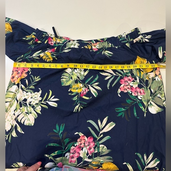 New York & Company Yellow and White Off-the-Shoulder Sundress - Picture 4 of 5